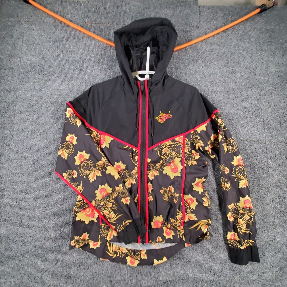 Nike Jacket Womens S Black Floral Windrunner 922188-010
